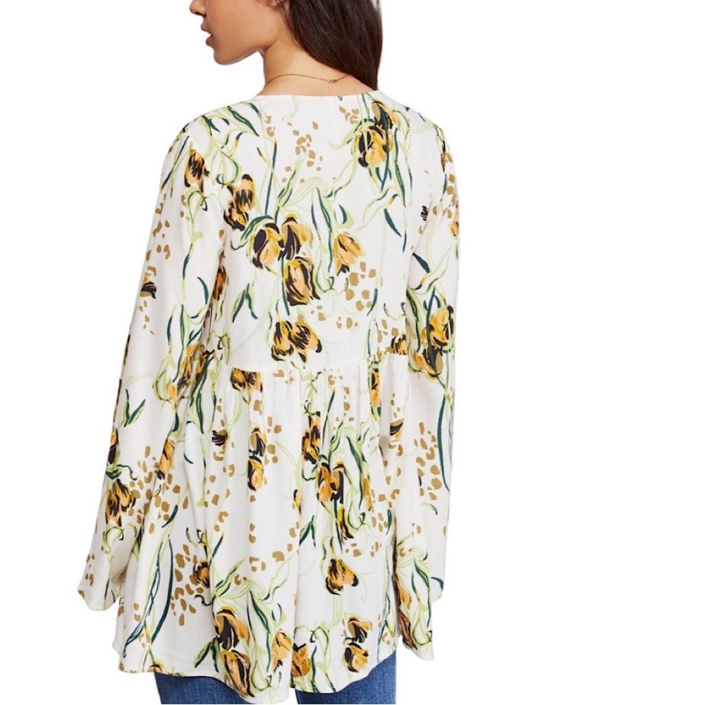 Free People Boho Bella‎ Floral Tunic Top Small Flowy Peasant Blouse - Picture 6 of 6